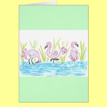 Three Flamingos cards