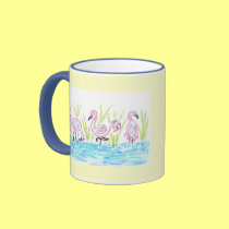 Three Flamingos mugs