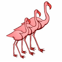 Three Flamingos photo sculptures