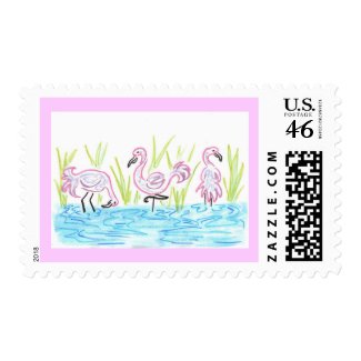 Three Flamingos stamp