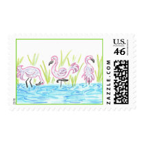 Three Flamingos postage