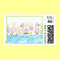 Three Flamingos stamps