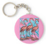 Three Flamingos with Flowers Keychains