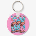 Three Flamingos with Flowers keychains by greenbaby Three Flamingos with Flowers keychains