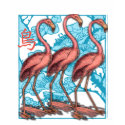 Three Flamingos with Flowers t-shirts