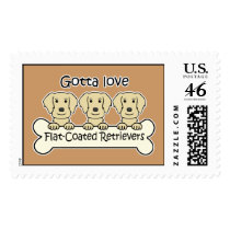 Three Flat-Coated Retrievers Postage