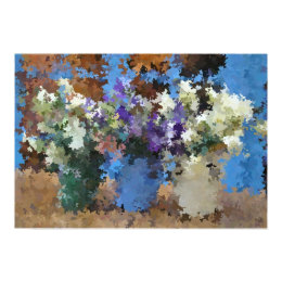 Three flower vases print