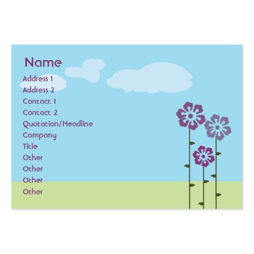 Three Flowers - Chubby Business Card Template (front side)