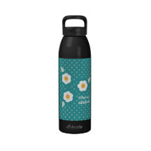Three Flowers Teal Drinking Bottle