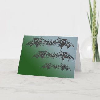 Three Flying Bats Greeting Card card