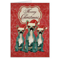 Three French Bulldogs Christmas Card