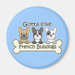 Three French Bulldogs Refrigerator Magnets