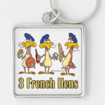 three french hens 3rd third day of christmas key chain