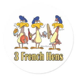 three french hens 3rd third day of christmas sticker