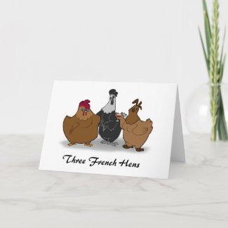 Three French Hens Christmas Card card