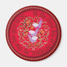 Three French hens Fridge Magnets