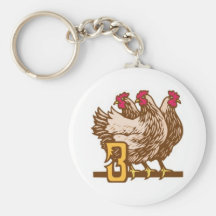 Three French Hens Key Chain