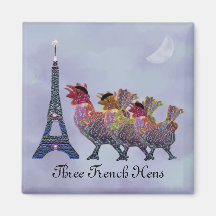 Three French Hens Magnets