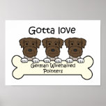 Three German Shorthaired Pointers Poster