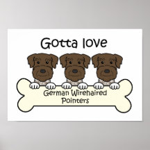 Three German Shorthaired Pointers Poster