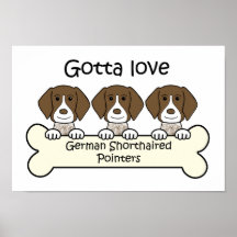 Three German Shorthaired Pointers Print