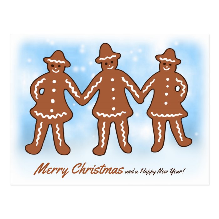 Three gingerbread men CC0206 Christmas Postcard