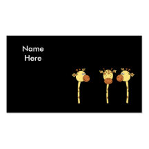 Three Giraffes Cartoon. Business Card Template