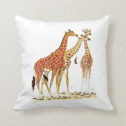 Three Giraffes Illustration Pillows