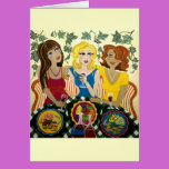 Three Girls Celebrate Customisable Art Card cards