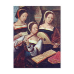 Three Girls Playing Music Postcard
