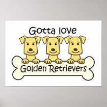 Three Golden Retrievers Print