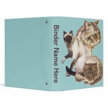 Three Gray and Golden Brown Pet Cats Sketched. Binders