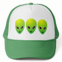 Three Green Aliens - Customized hats