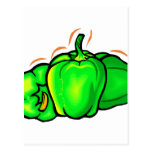three green peppers orange lines post card
