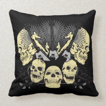 Three Guitars and Skulls Pillow pillows
