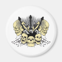Three Guitars with Skulls Fridge Magnet