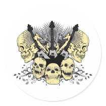 Three Guitars with Skulls stickers