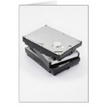 Three hard disks stacked cards