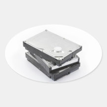Three hard disks stacked stickers