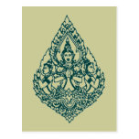 THREE HEAD BUDDHA PRAYING LAO, THAI & CAMBODIA POSTCARD