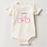 Three hearts and pink mountain bike. Onesie.