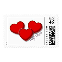 Three hearts with love stamp bridal