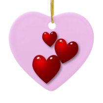 Three Herats Romantic Ornament ornaments