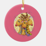 Three Holiday Reindeer Christmas Tree Ornament