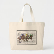 Three Horses Racing - Neck and Neck to Finish Tote Bag