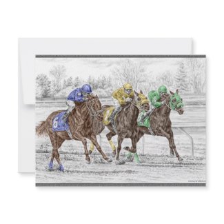Three Horses Racing - Neck and Neck to Finish invitation