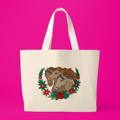 Three Horses Tattoo Art Canvas Bags Zazzle_bag