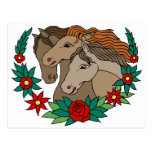 Three Horses Tattoo Art Post Card