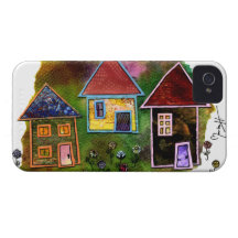 Three House Collage with Flowers Case-Mate iPhone 4 Case
