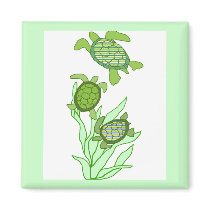 Three in a row sea turtle magnet